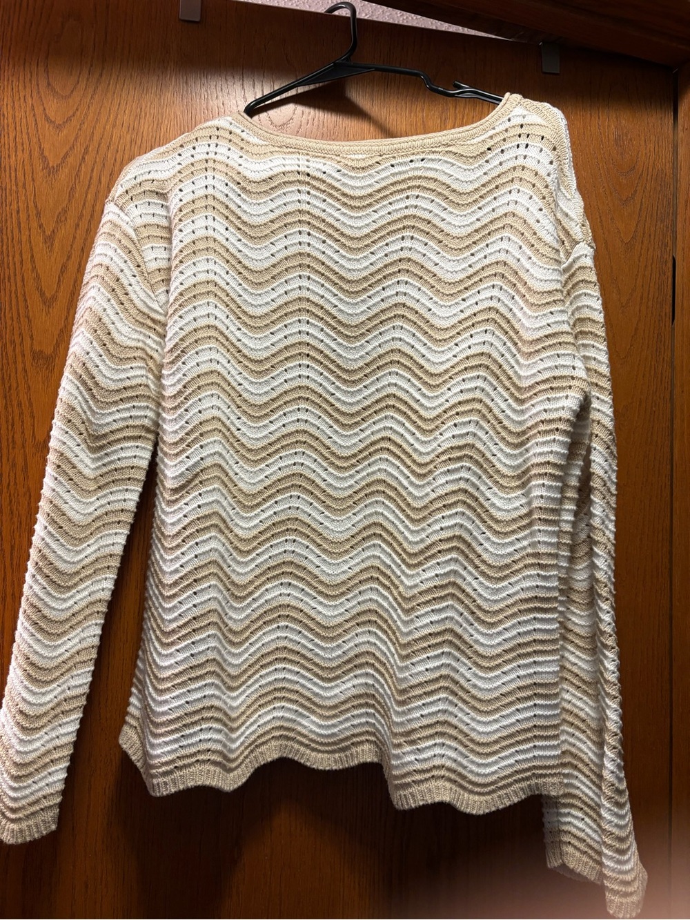 Liverpool Cream Wave-Pattern Scoop Neck Sweater